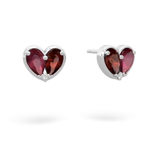 ruby-garnet one heart earrings