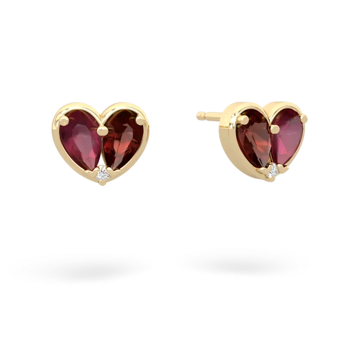 ruby-garnet one heart earrings