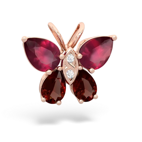 ruby-garnet butterfly pendant