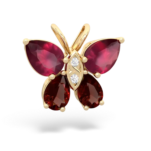 ruby-garnet butterfly pendant