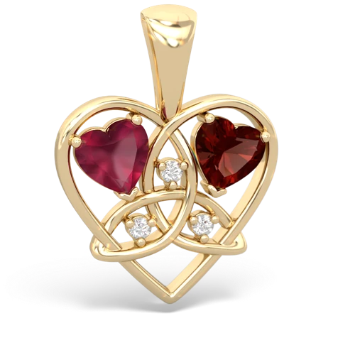 ruby-garnet celtic heart pendant
