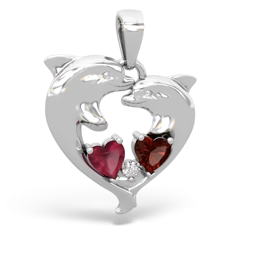 ruby-garnet dolphins pendant