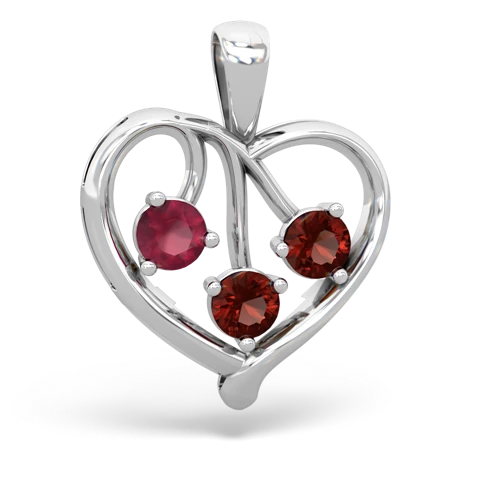 Ruby Genuine Ruby with Genuine Garnet and Lab Created Sapphire Glowing Heart pendant Pendant