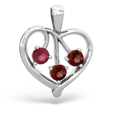 ruby-garnet love heart pendant