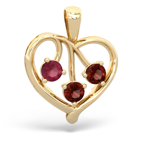 ruby-garnet love heart pendant