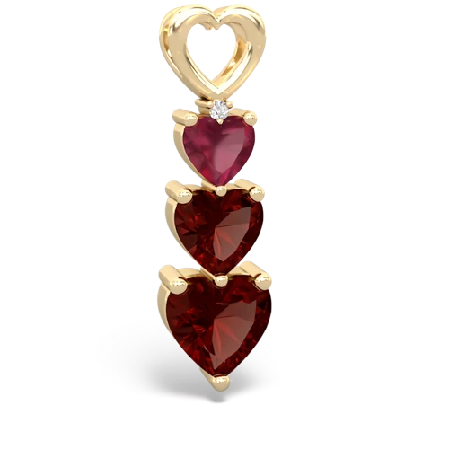 ruby-garnet three stone pendant
