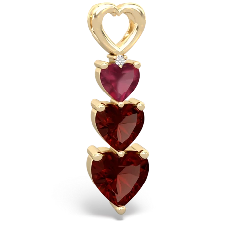 Ruby Genuine Ruby with Genuine Garnet and Lab Created Pink Sapphire Past Present Future pendant Pendant