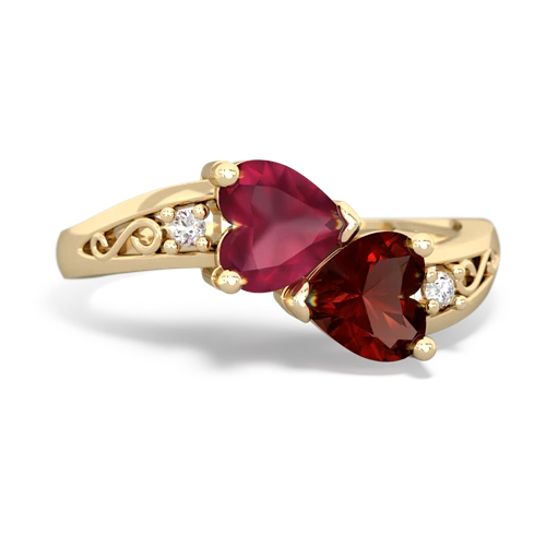 ruby-garnet filligree ring