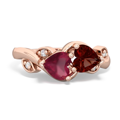 ruby-garnet floral keepsake ring