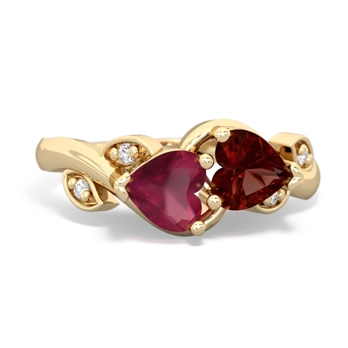 ruby-garnet floral keepsake ring