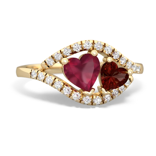 ruby-garnet mother child ring