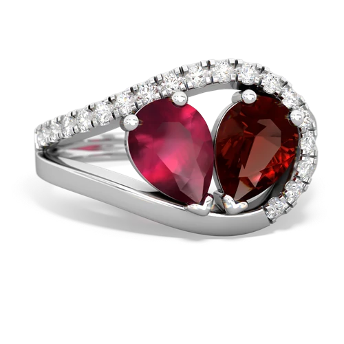 ruby-garnet pave heart ring