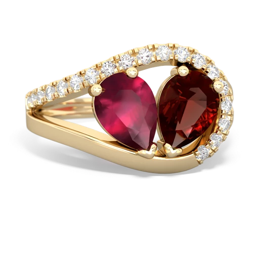 ruby-garnet pave heart ring