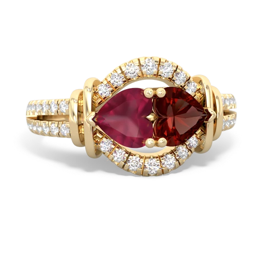 ruby-garnet pave keepsake ring