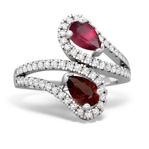 ruby-garnet pave swirls ring