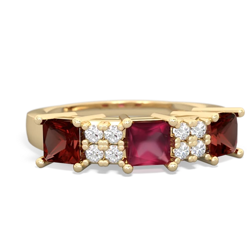 Ruby Genuine Ruby with Genuine Garnet and Lab Created Pink Sapphire Three Stone ring Ring
