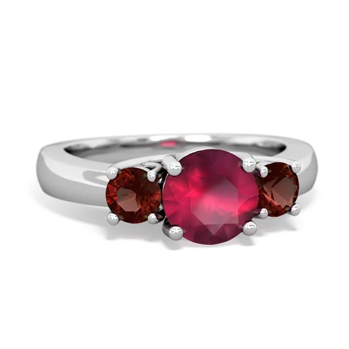 Ruby Genuine Ruby with Genuine Garnet and Lab Created Pink Sapphire Three Stone Trellis ring Ring