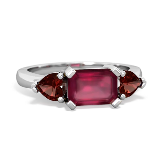Ruby Genuine Ruby with Genuine Garnet and Lab Created Ruby Three Stone ring Ring