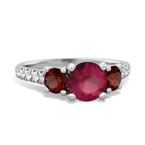 Ruby Genuine Ruby with Genuine Garnet and Lab Created Sapphire Pave Trellis ring Ring