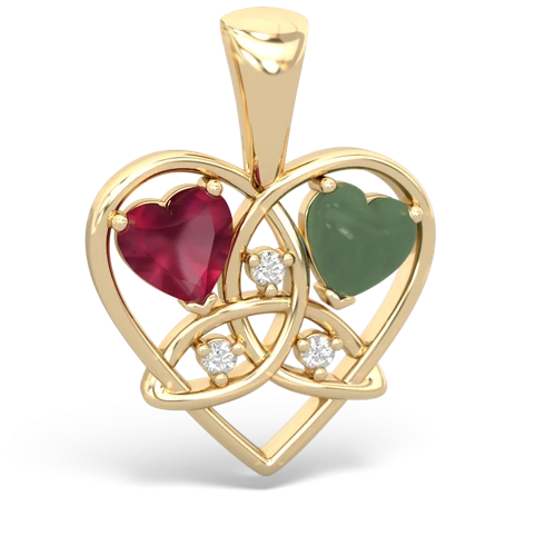 ruby-jade celtic heart pendant