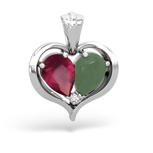 ruby-jade half heart whole pendant