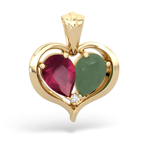 ruby-jade half heart whole pendant
