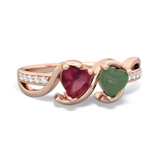 ruby-jade double heart ring
