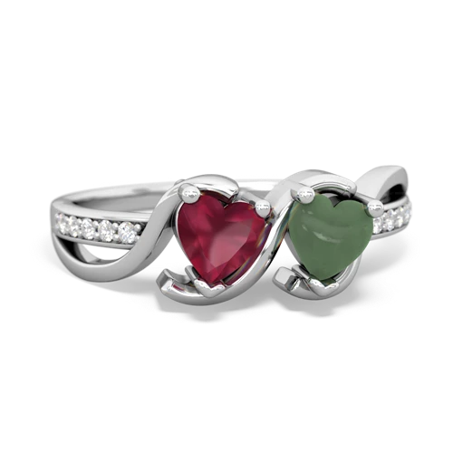ruby-jade double heart ring