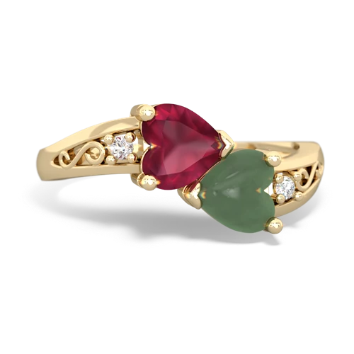 ruby-jade filligree ring