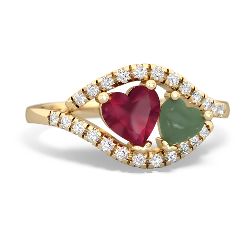 ruby-jade mother child ring