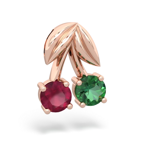 ruby-lab emerald cherries pendant