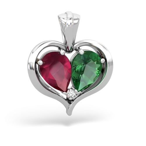 Ruby Genuine Ruby with Lab Created Emerald Two Become One pendant Pendant