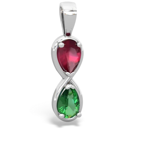 Ruby Genuine Ruby with Lab Created Emerald Infinity pendant Pendant