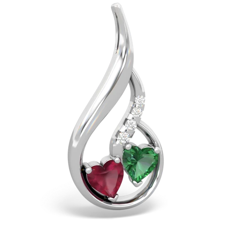 Ruby Genuine Ruby with Lab Created Emerald Keepsake Curves pendant Pendant