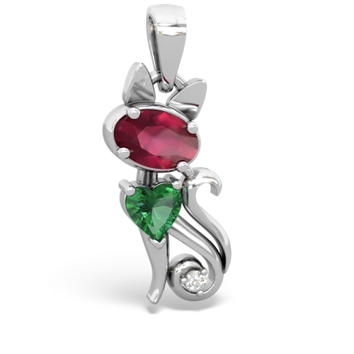 ruby-lab emerald kitten pendant