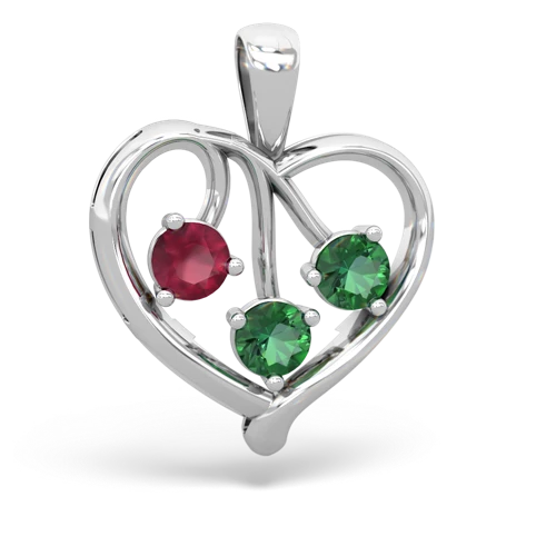 ruby-lab emerald love heart pendant