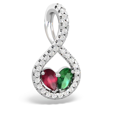 Ruby Genuine Ruby with Lab Created Emerald PavÃ© Twist pendant Pendant