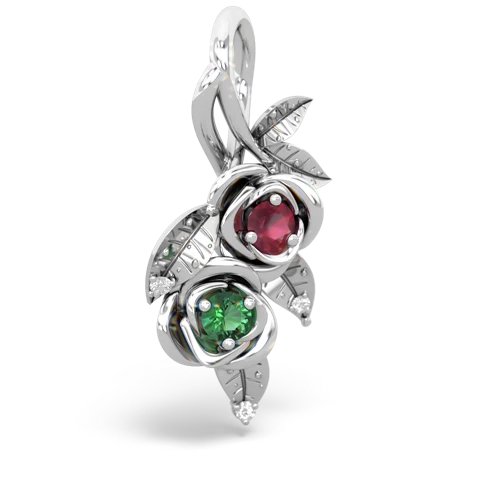 Ruby Genuine Ruby with Lab Created Emerald Rose Vine pendant Pendant