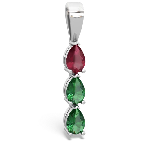 Ruby Genuine Ruby with Lab Created Emerald and  Three Stone pendant Pendant