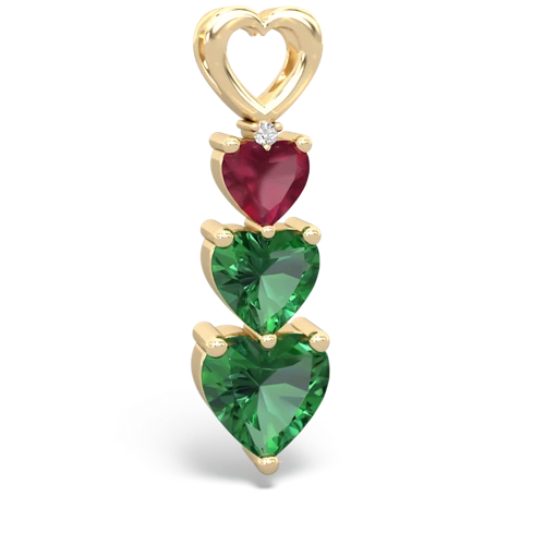 Ruby Genuine Ruby with Lab Created Emerald and Genuine Smoky Quartz Past Present Future pendant Pendant