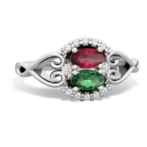 Ruby Genuine Ruby with Lab Created Emerald Love Nest ring Ring