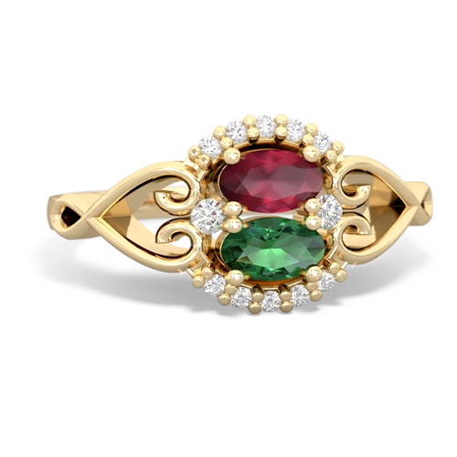 ruby-lab emerald antique keepsake ring