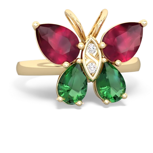 ruby-lab emerald butterfly ring