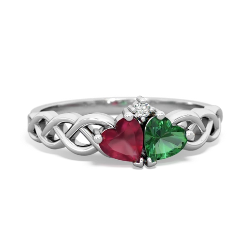Ruby Genuine Ruby with Lab Created Emerald Heart to Heart Braid ring Ring