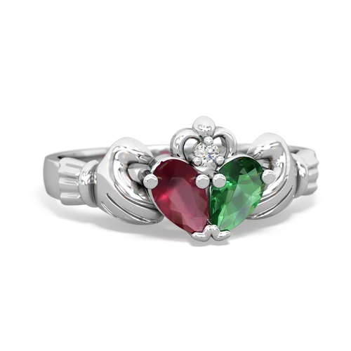 Ruby Genuine Ruby with Lab Created Emerald Claddagh ring Ring