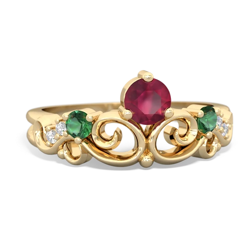 Ruby Genuine Ruby with Lab Created Emerald and Genuine Fire Opal Crown Keepsake ring Ring