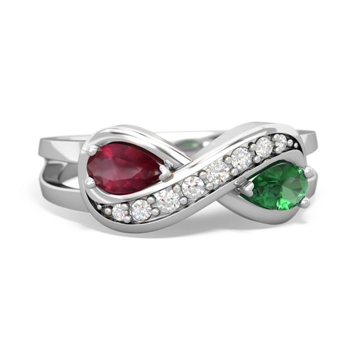 Ruby Genuine Ruby with Lab Created Emerald Diamond Infinity ring Ring
