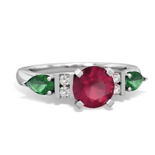 Ruby Genuine Ruby with Lab Created Emerald and  Engagement ring Ring