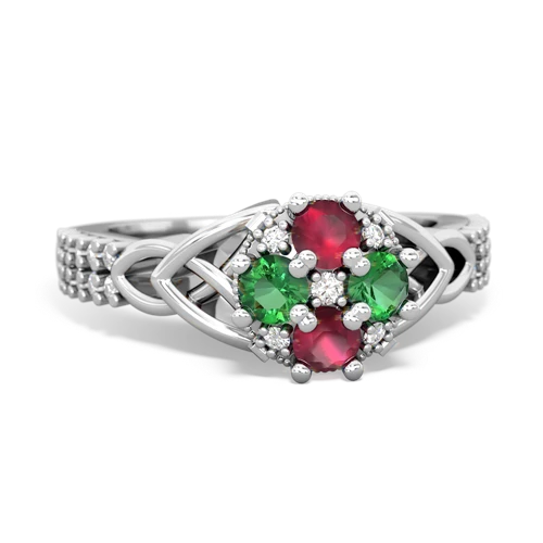 Ruby Genuine Ruby with Lab Created Emerald Celtic Knot Engagement ring Ring