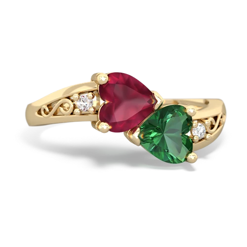 ruby-lab emerald filligree ring